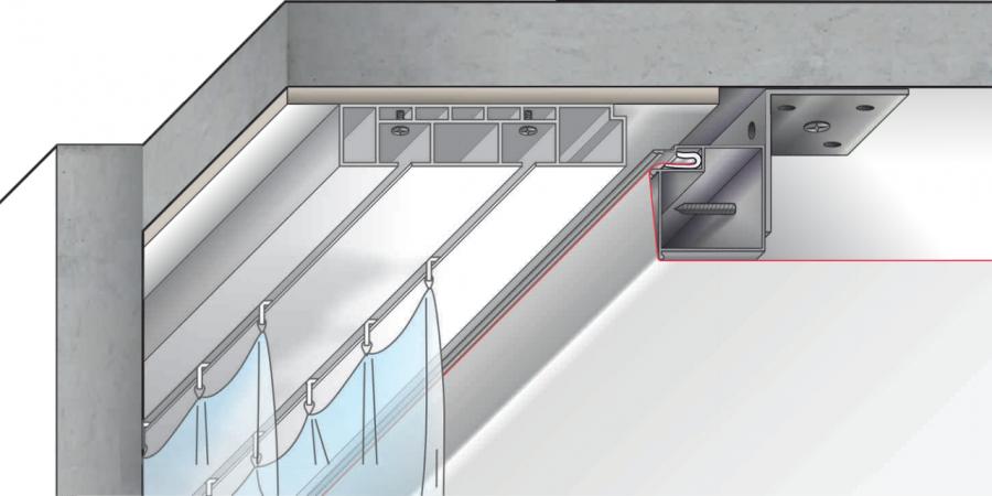Натяжной потолок с потайным карнизом