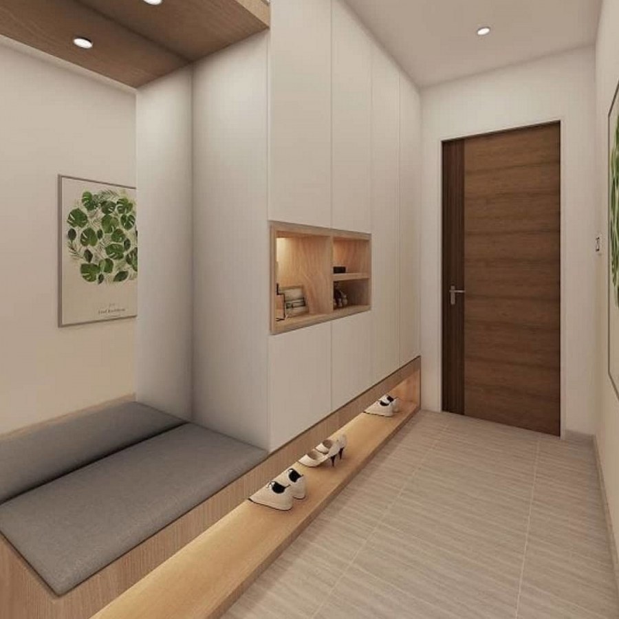 Интерьер длинной прихожей