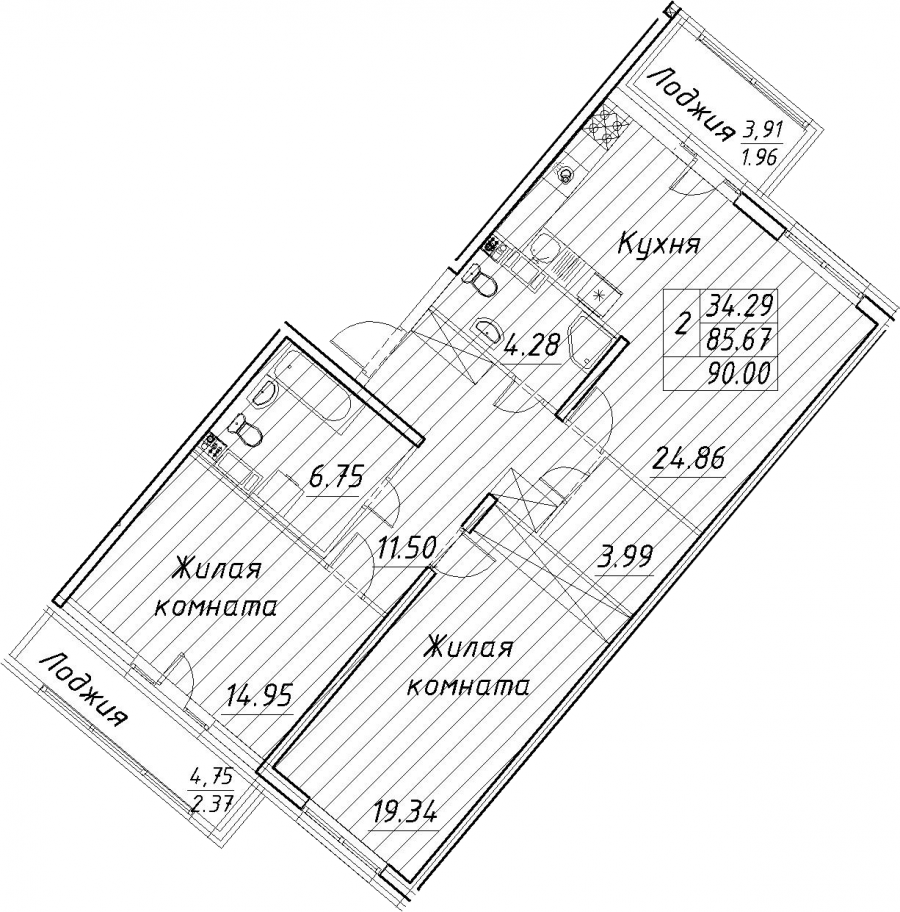 Дизайн проект однокомнатной квартиры 40 квадратных метров