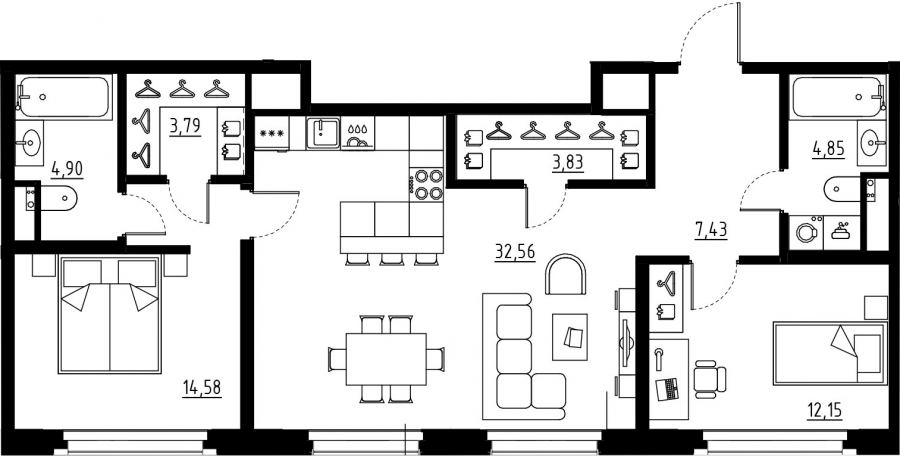 Кухня в двухкомнатной квартире
