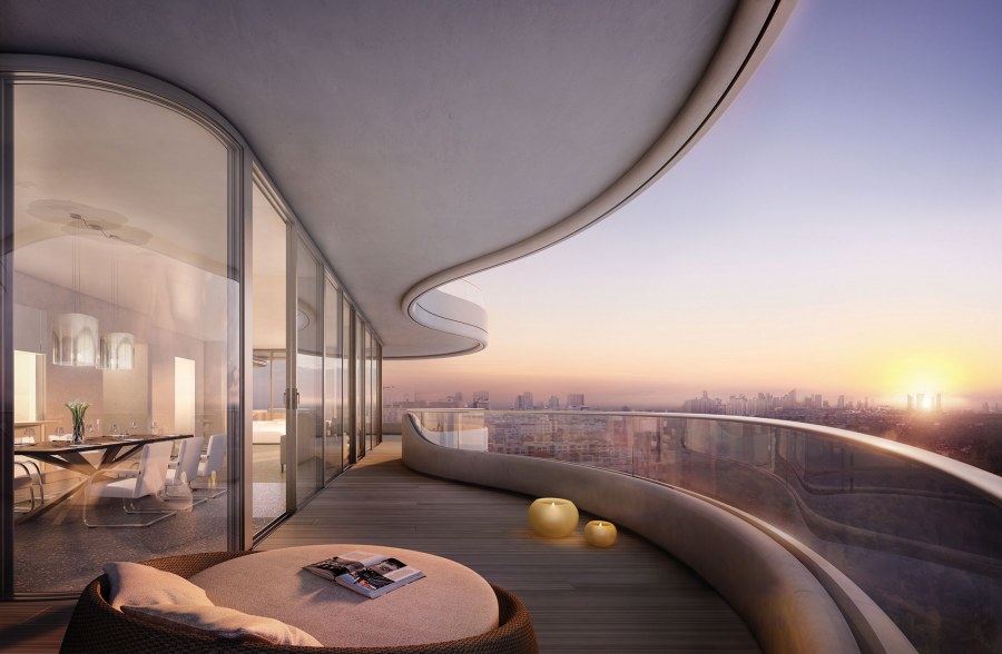 Интерьер в небоскрёбах с круглыми окнами