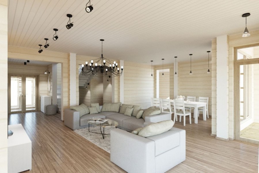 Белый деревянный интерьер