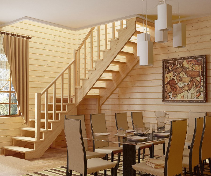 Лестница из сосны к-002м