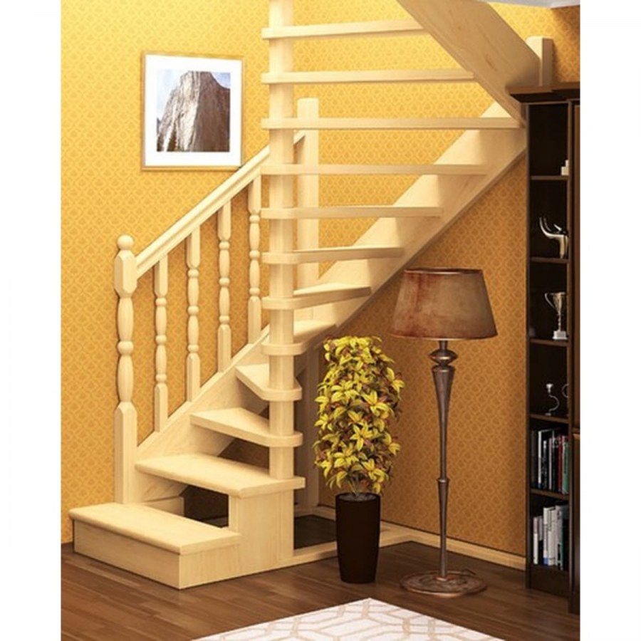 Деревянная межэтажная лестница лес-03