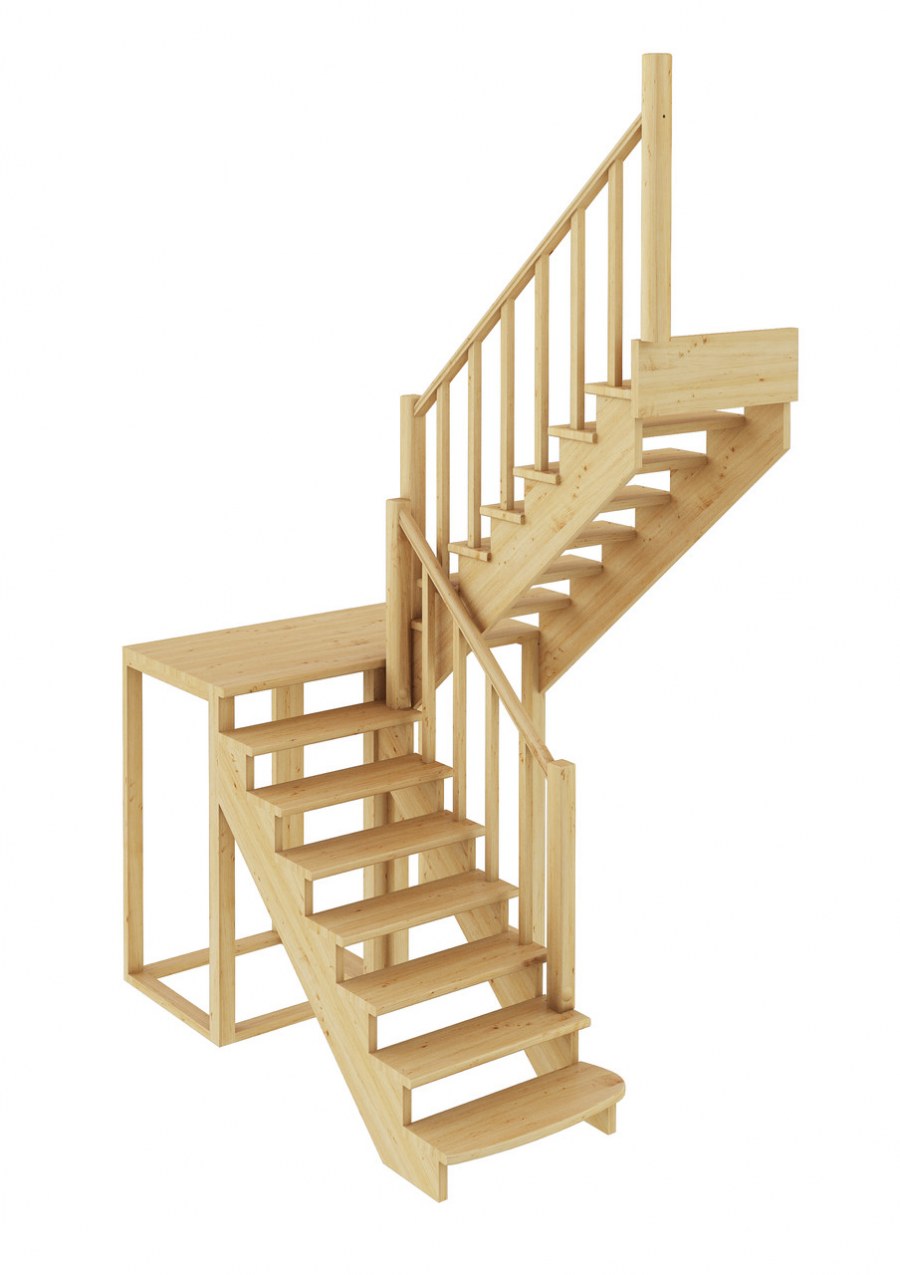 Лестница к-004м 1 п с подступенками сосна 7 уп