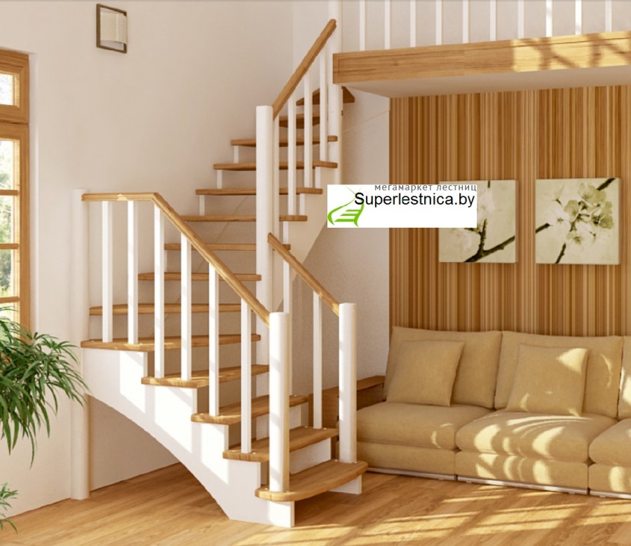 Лестница из сосны к-002м