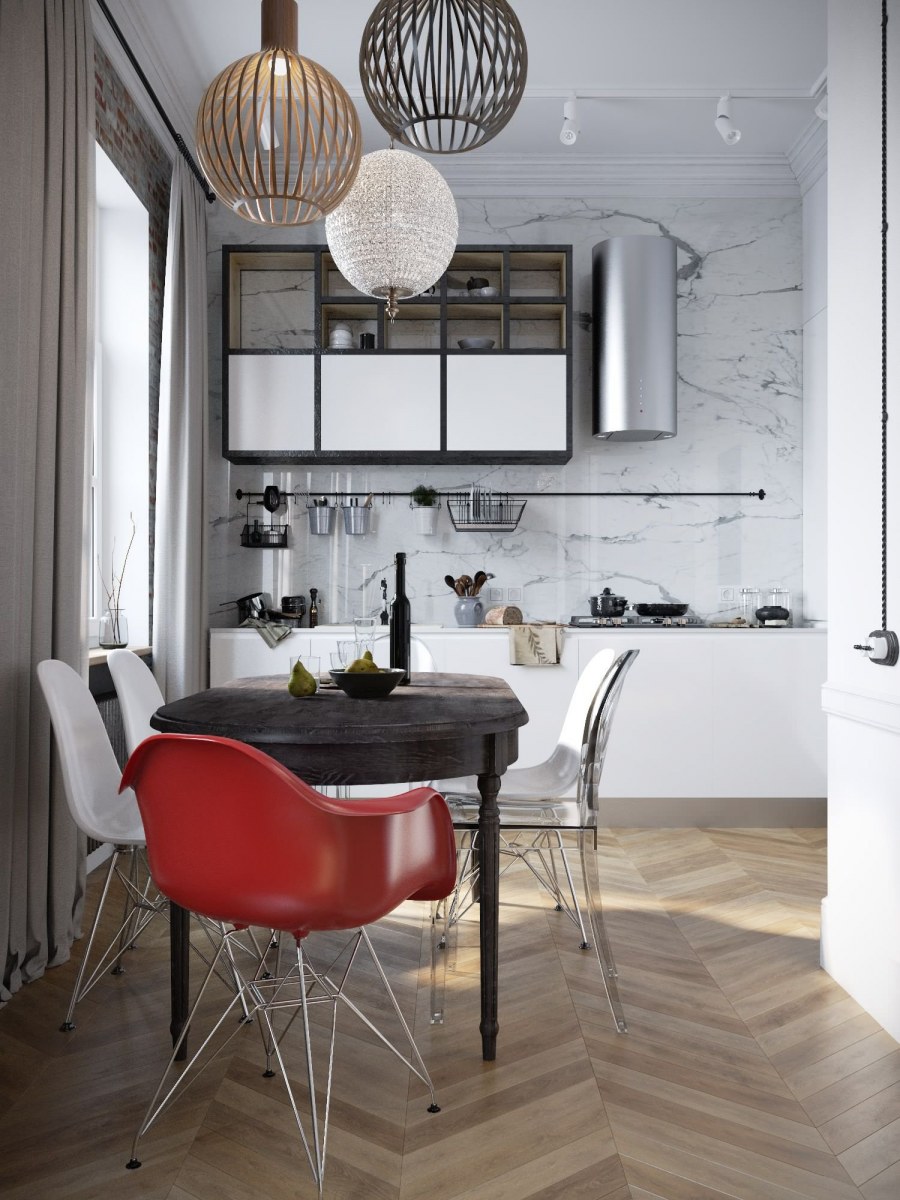 Кухня с высокими потолками