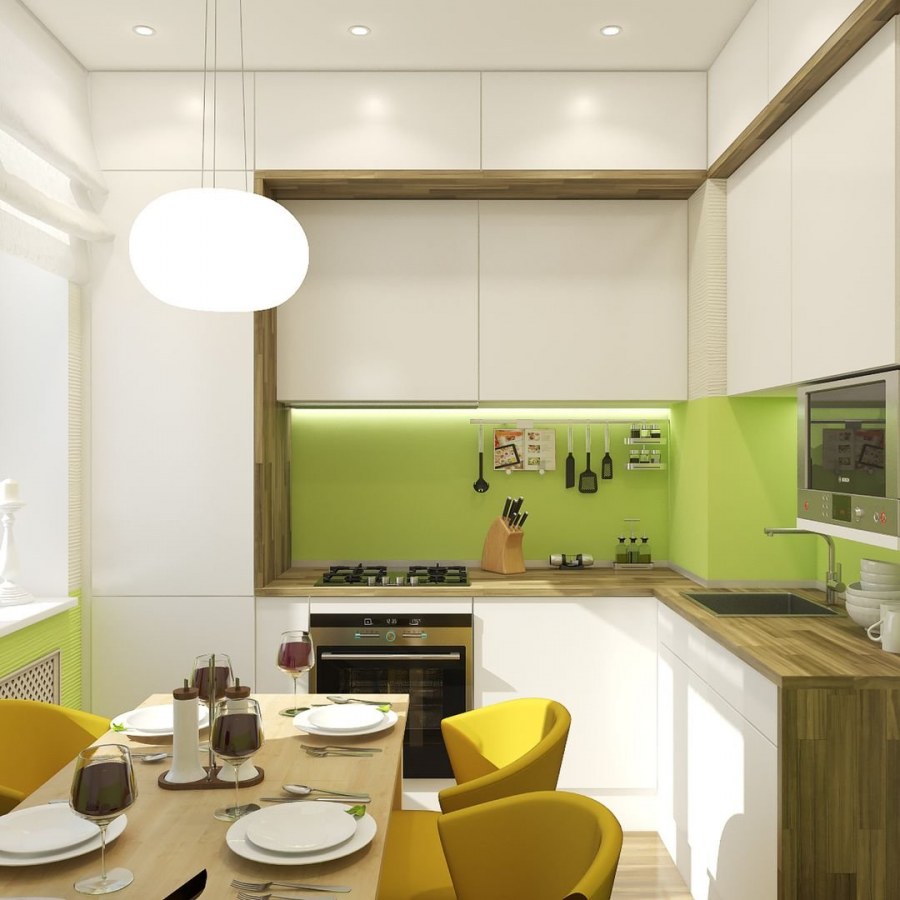 Кухня с высокими потолками