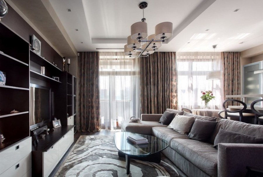 Гостиная в коричневом стиле