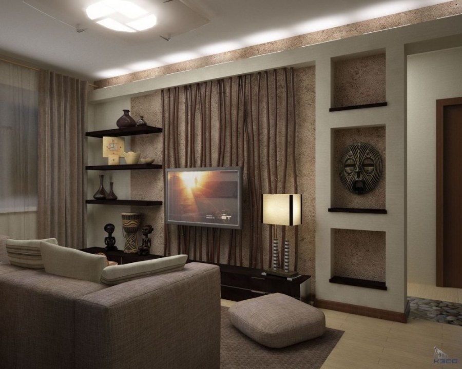 Гостиная в коричневом цвете