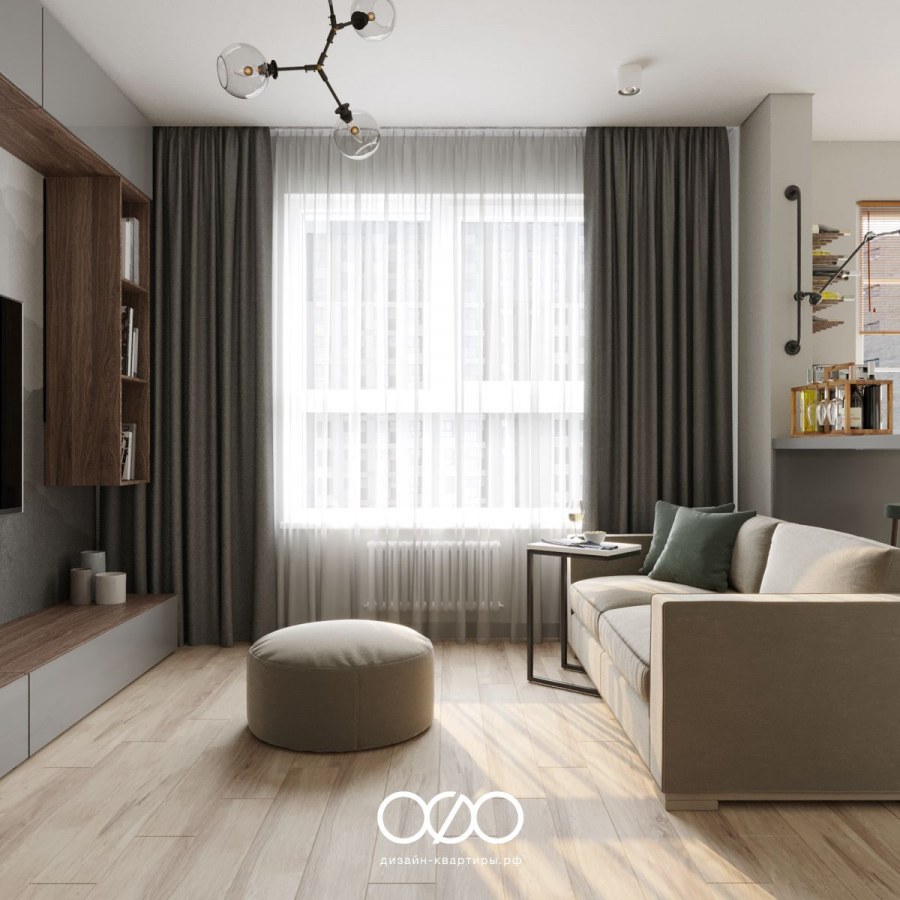 Гостиная в серо бежевых тонах