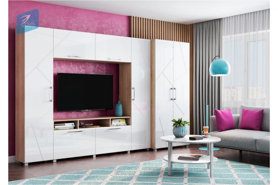 Гостиная Марко белый глянец