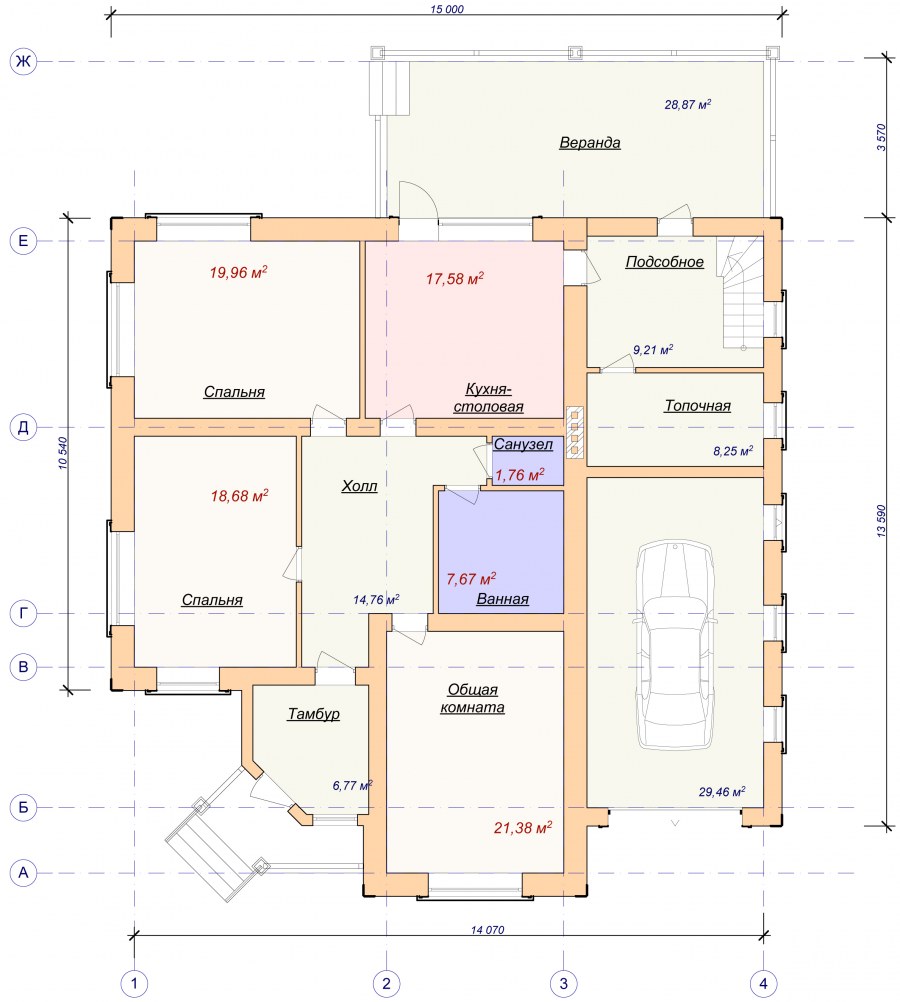 Планировки одноэтажных домов 110 кв.м с гаражом