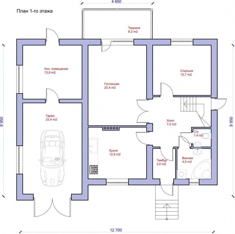 Схемы одноэтажных домов