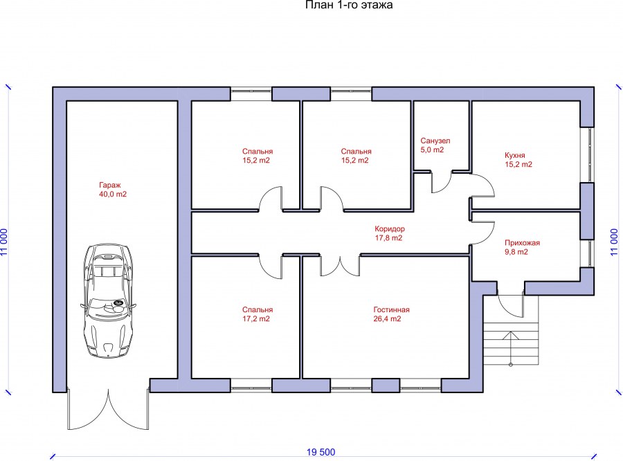 Проекты одноэтажных домов с гаражом