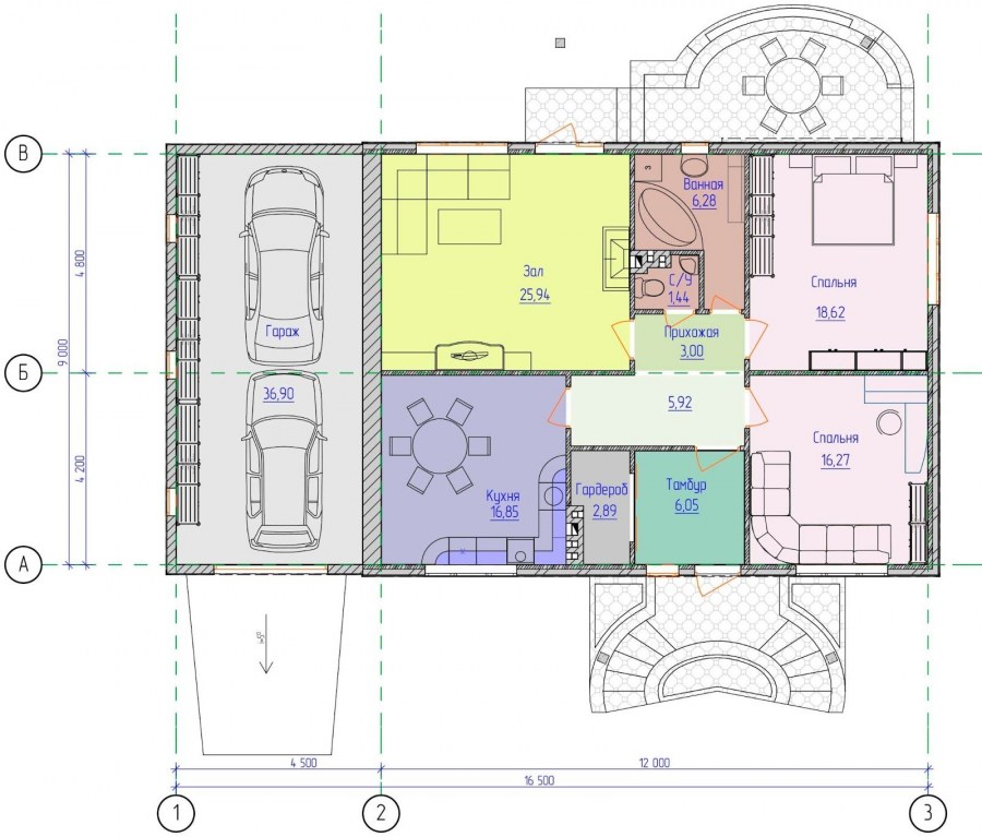 Планы одноэтажных домов с гаражом