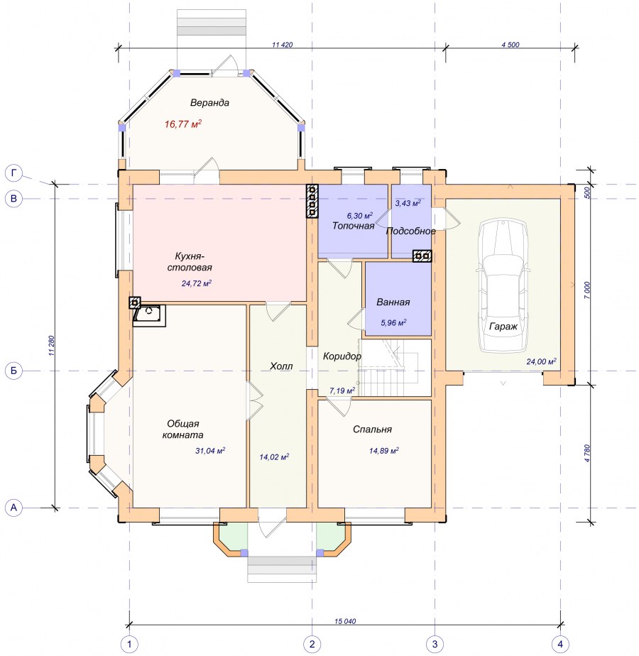 Проекты одноэтажных домов с мансардой и гаражом