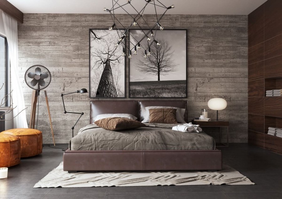 Гостиная лофт с кирпичной стеной