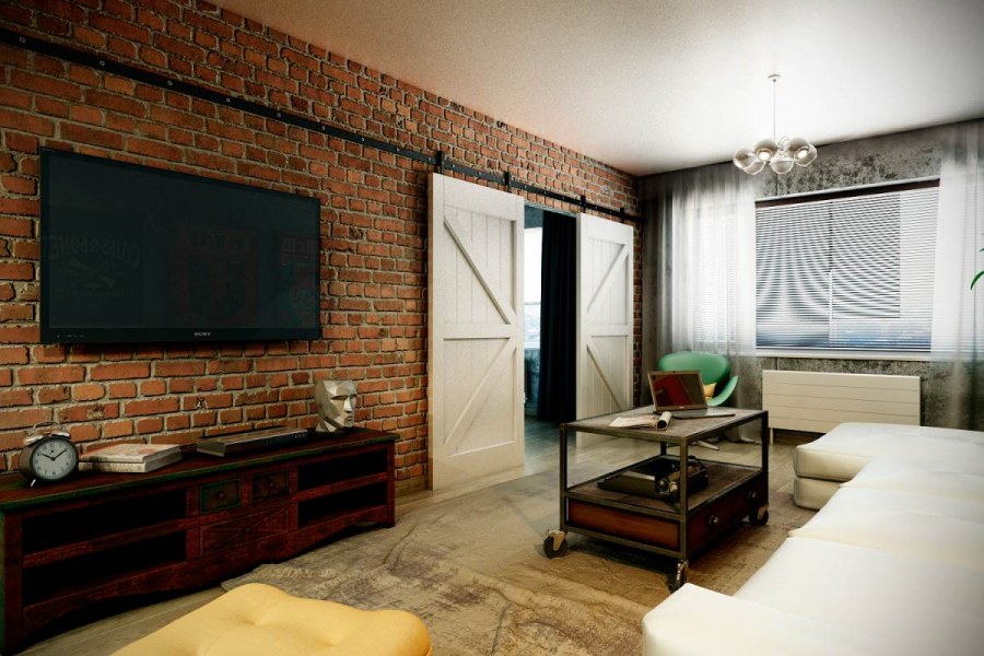 Гостиная в стиле лофт