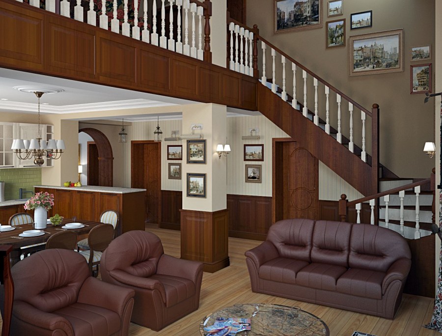 Интерьер коттеджа 200 кв.м 2 этажа