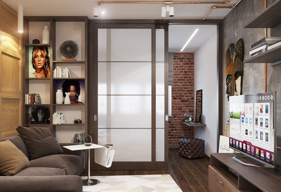 Интерьер однокомнатной студии 45 кв.м