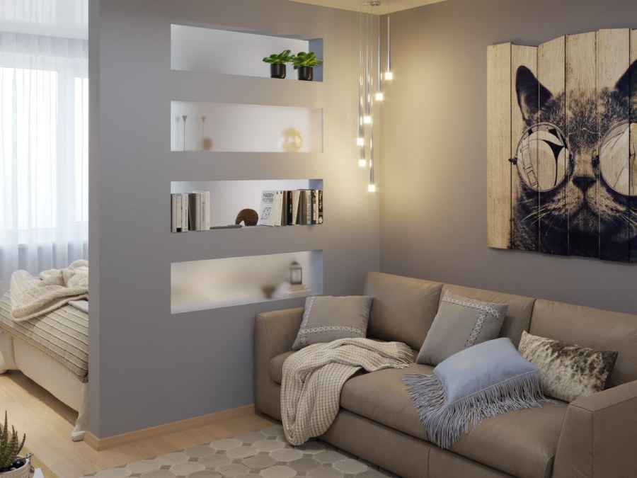 Дизайн однокомнатной квартиры зонирование