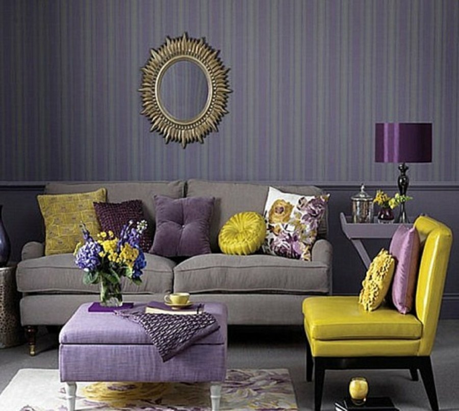 Фиолетовый и желтый в интерьере