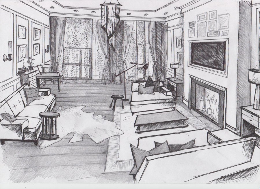 Набросок интерьера комнаты