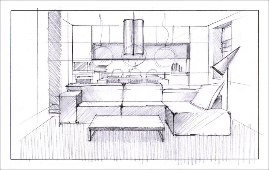 Эскизы интерьеров в ручную