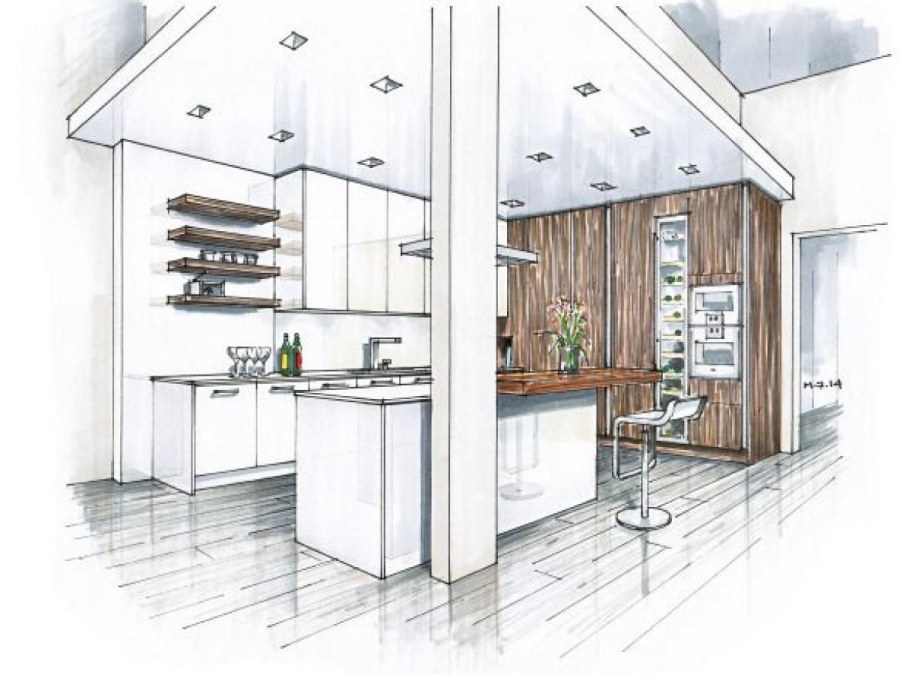 Скетч интерьера кухни