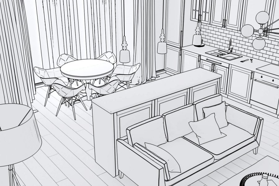 Интерьер студии эскиз