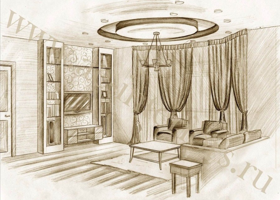 Интерьер карандашом