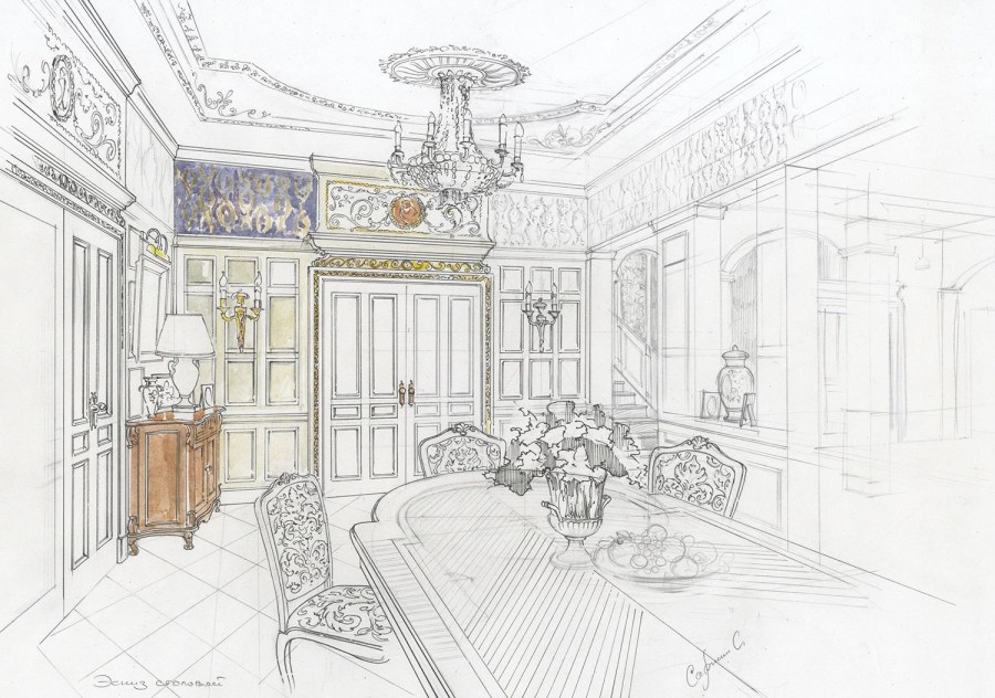 Классический стиль в интерьере эскизы