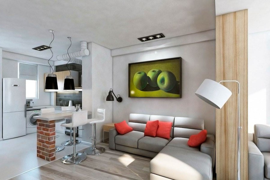 Евродвушка кухня-гостиная 15 кв.м