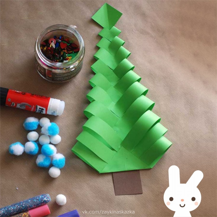 Ёлочка из цветной бумаги