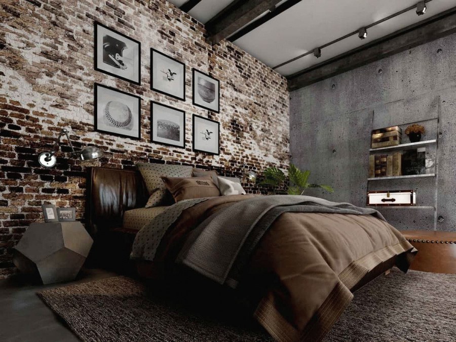 Спальня в стиле лофт Индастриал