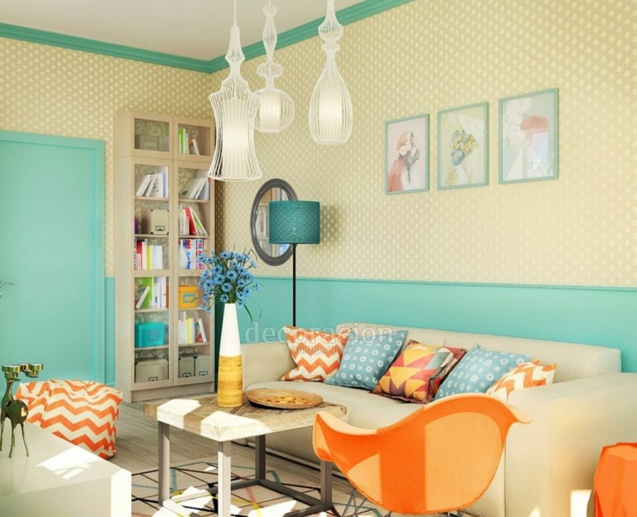 Бирюзовый и желтый в интерьере