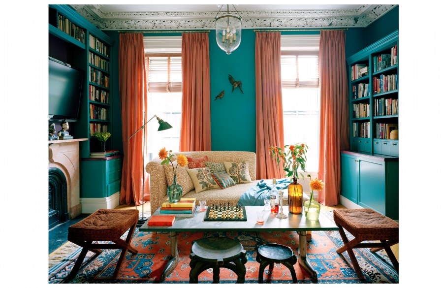 Оранжевый с бирюзовым в интерьере