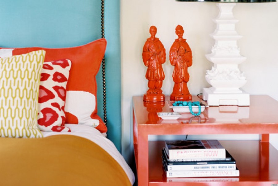 Бирюзовый и коралловый в интерьере