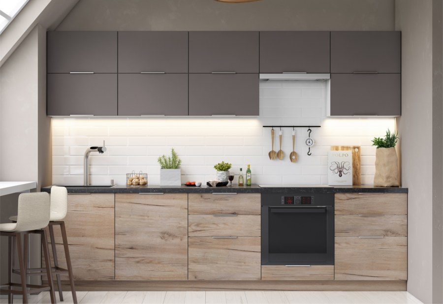 Модульная кухня Равенна тренд/тренд софт крафт серый/мокко серый