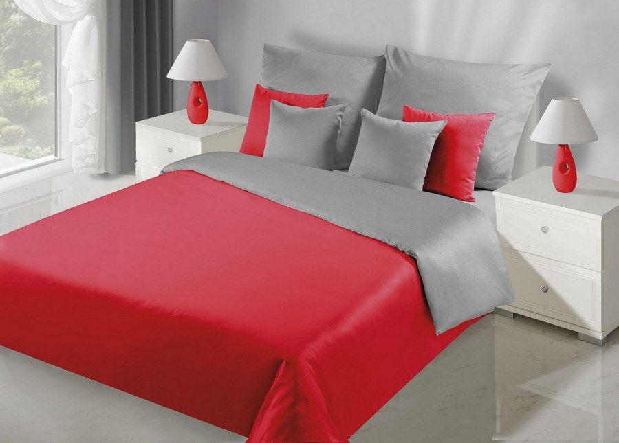Постельное белье красное с серым