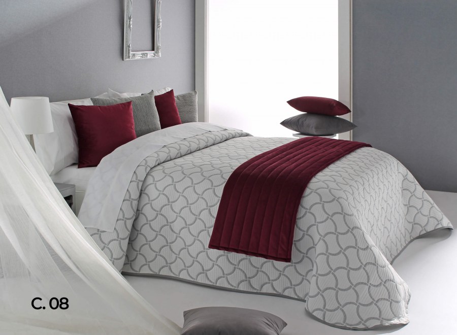 Покрывало серое с бордовым