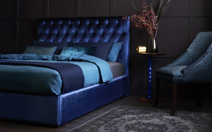 Синяя кровать Аскона