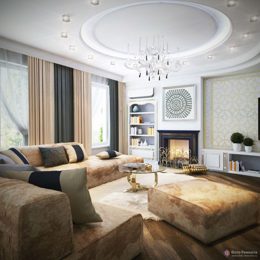 Гостиная в загородном доме в стиле арт деко