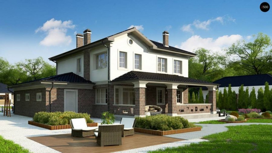 Двухэтажный дом с террасой