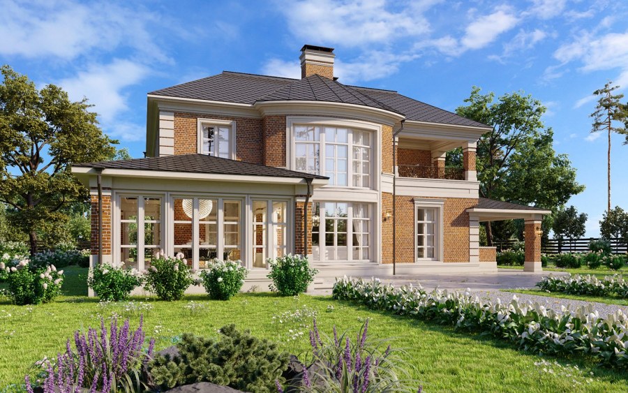 Дом в английском стиле с террасой