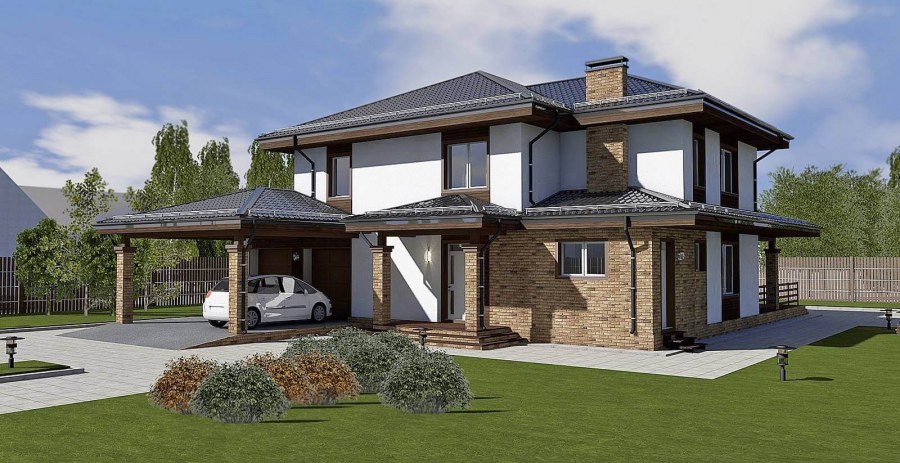 Двухэтажный дом с гаражом