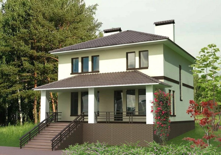 Двухэтажный дом с террасой