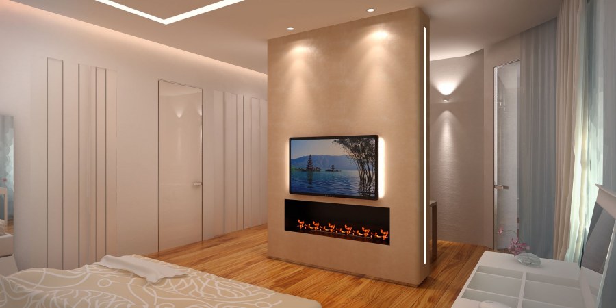 Перегородка в спальне для телевизора