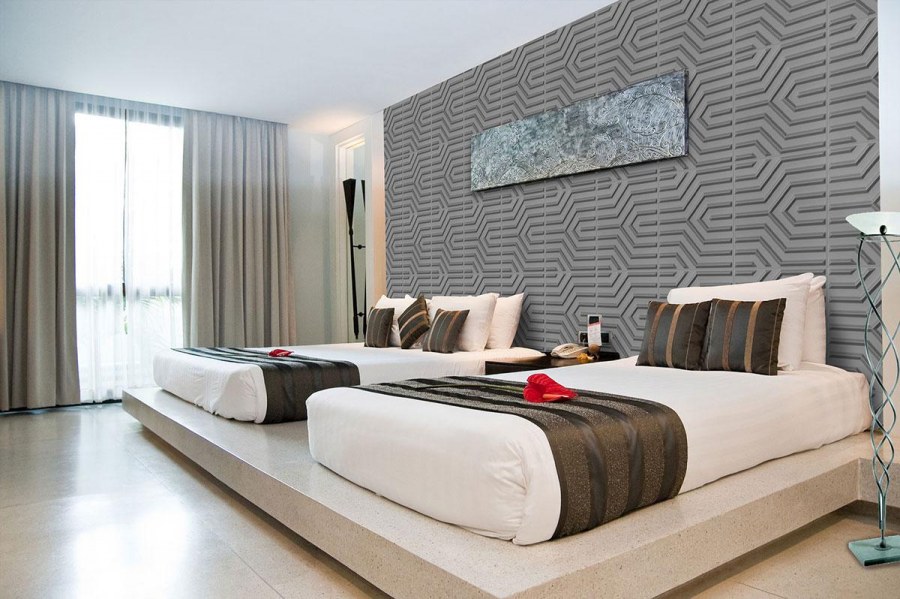 Гипсовые 3д панели в спальне